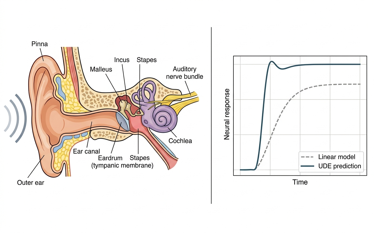EARS-UDE: Evaluating Auditory Response in Sensory Overload with Universal Differential Equations